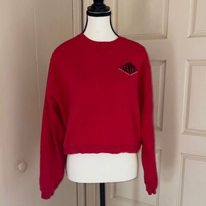 Vintage Levi's Red Women's cropped crewneck Sweatshirt with front logo